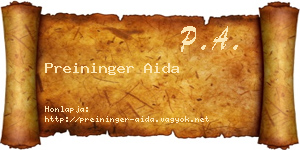 Preininger Aida névjegykártya
